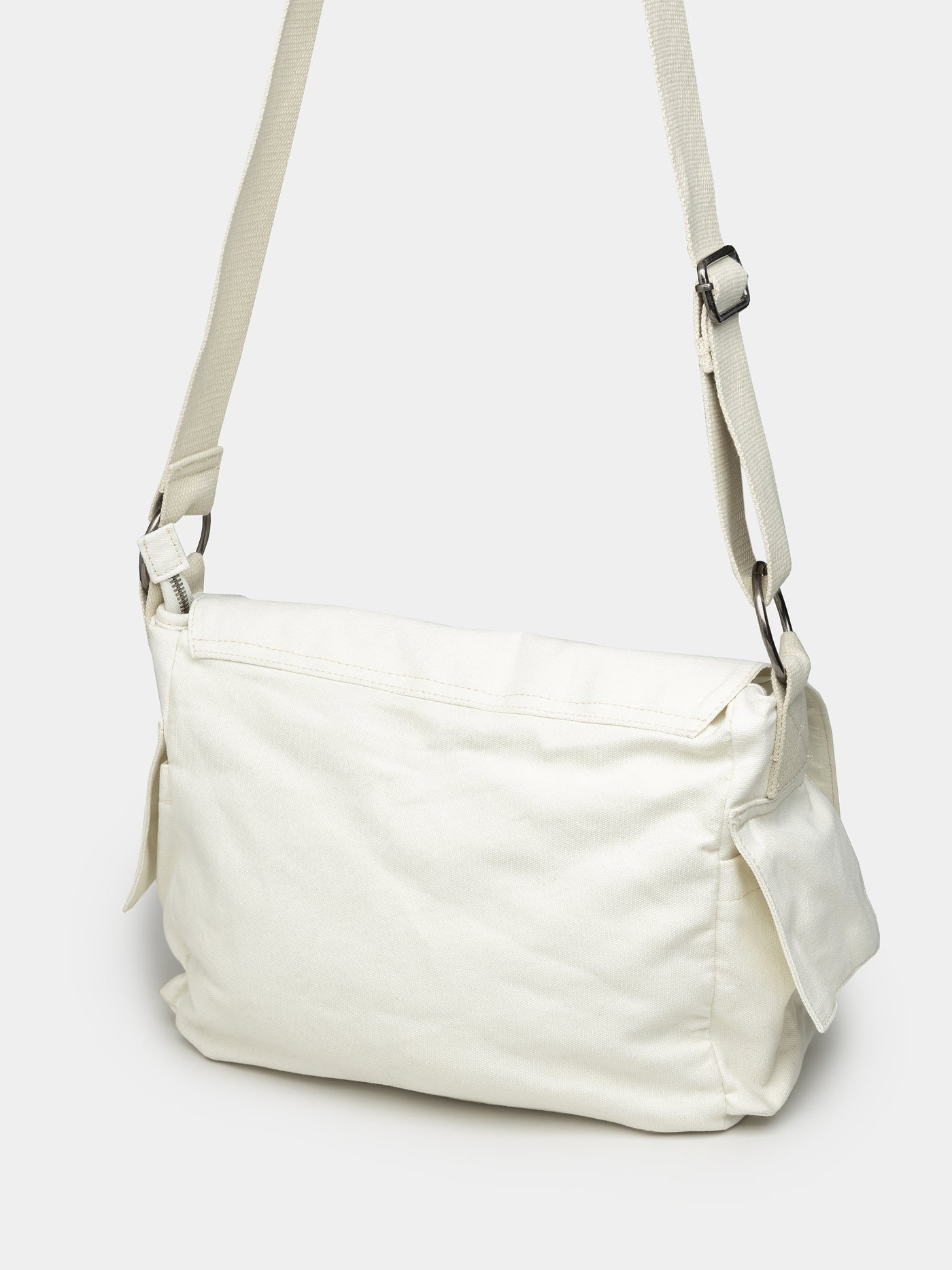 Non Stop White Canvas Messenger Bag - Minga London