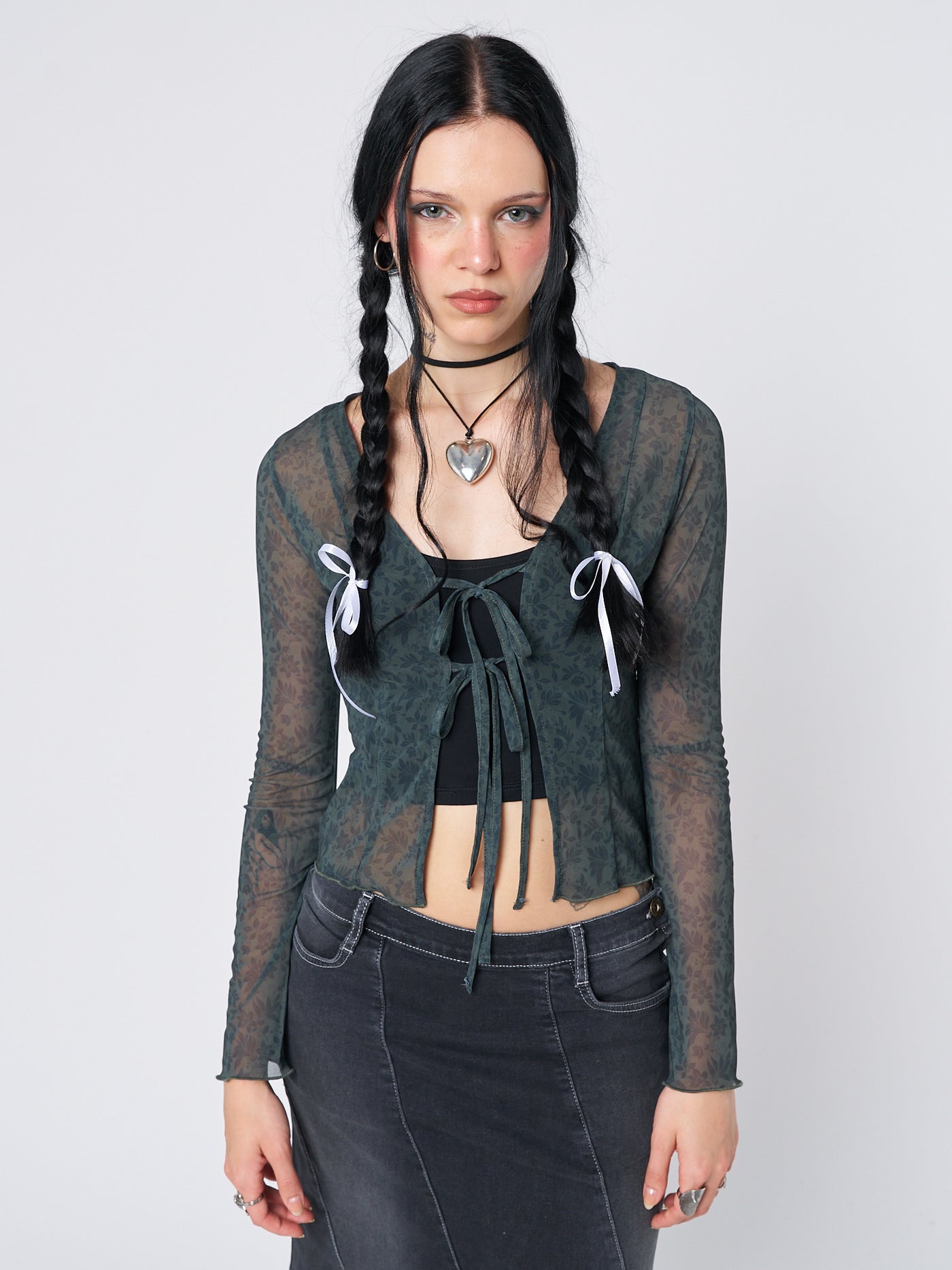 Nori Green Tie Blouse Top - Minga London