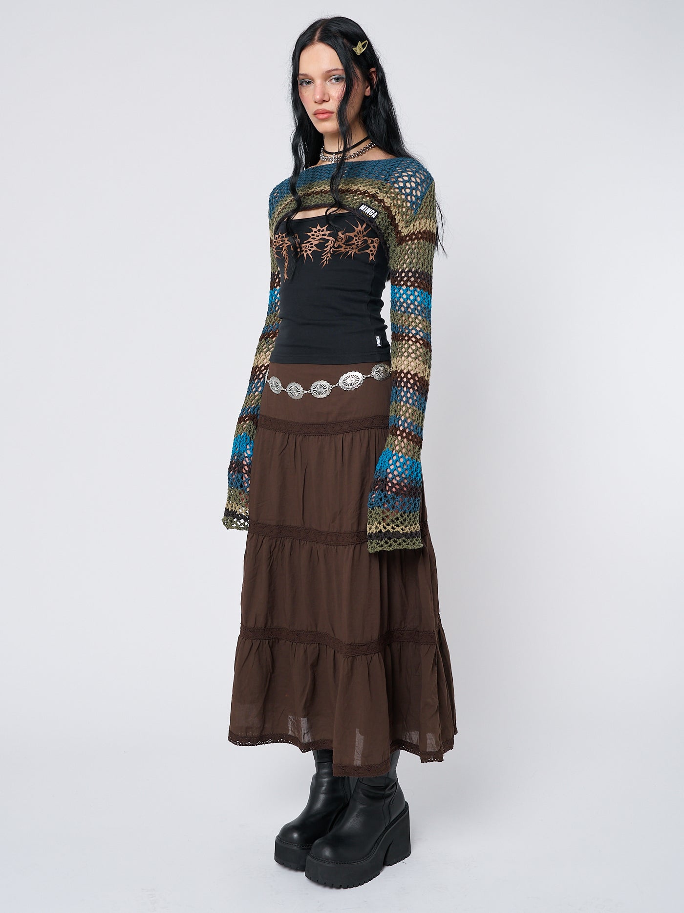 Oceana Stripes Knitted Shrug - Minga London