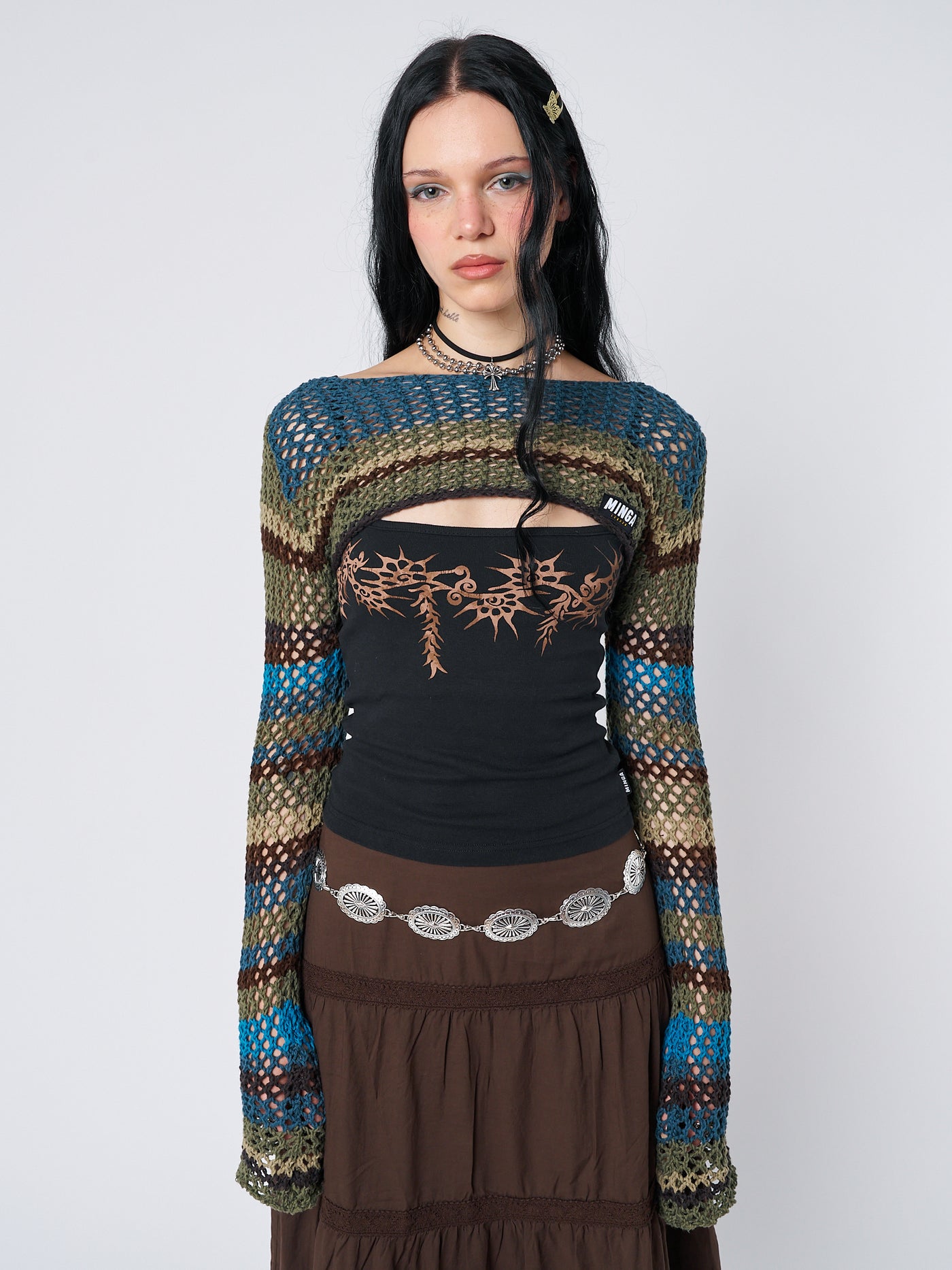 Oceana Stripes Knitted Shrug - Minga London