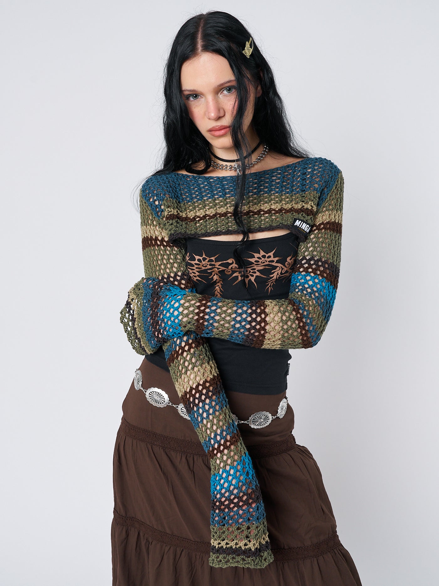 Oceana Stripes Knitted Shrug - Minga London