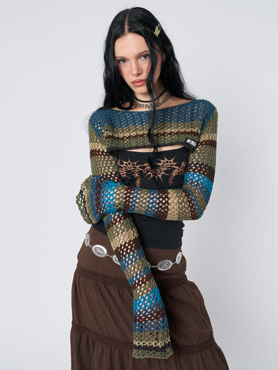 Oceana Stripes Knitted Shrug - Minga London