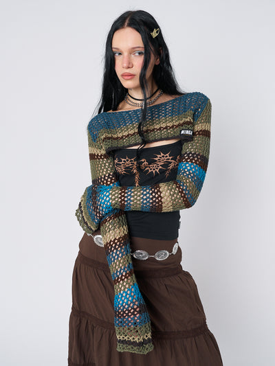 Oceana Stripes Knitted Shrug - Minga London