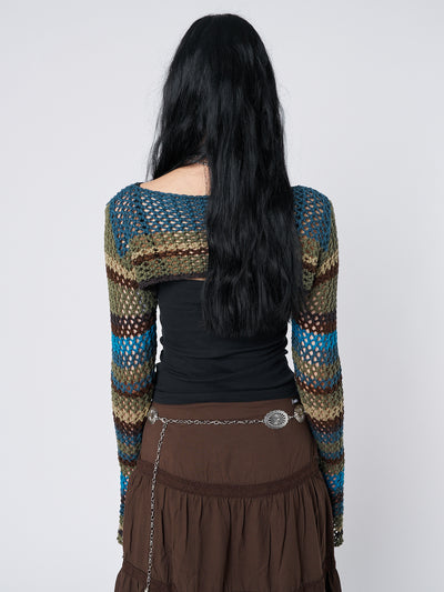 Oceana Stripes Knitted Shrug - Minga London
