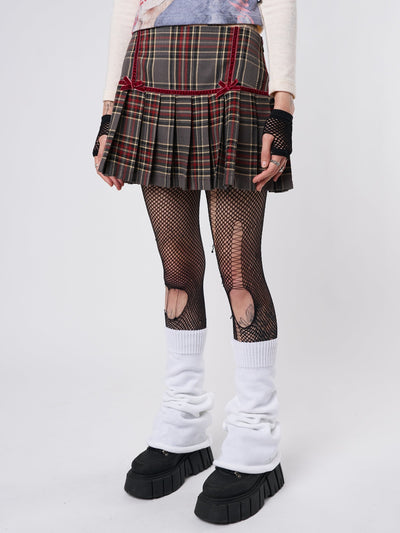 Orla Pleated Tartan Mini Skirt - Minga London