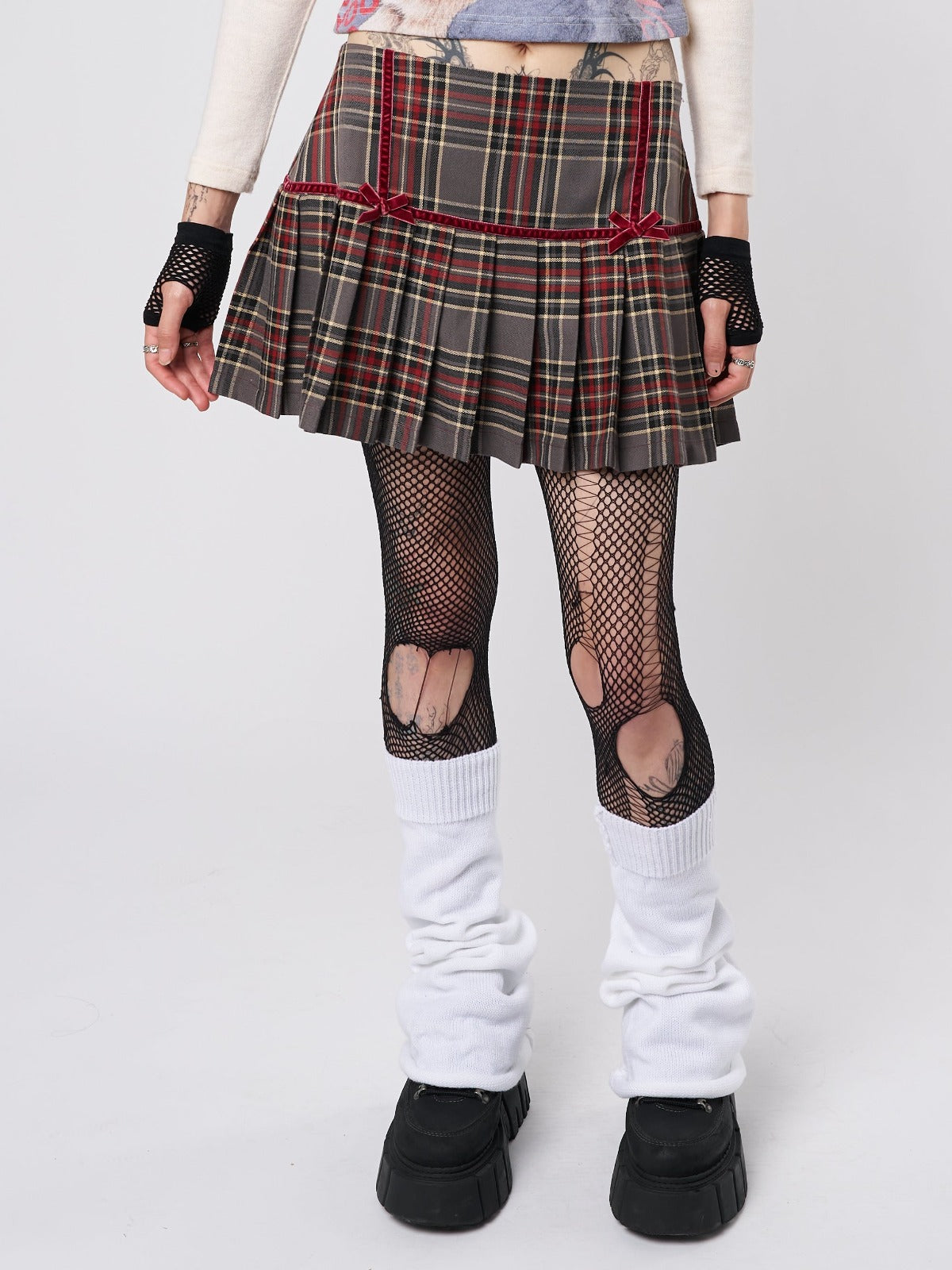Orla Pleated Tartan Mini Skirt - Minga London