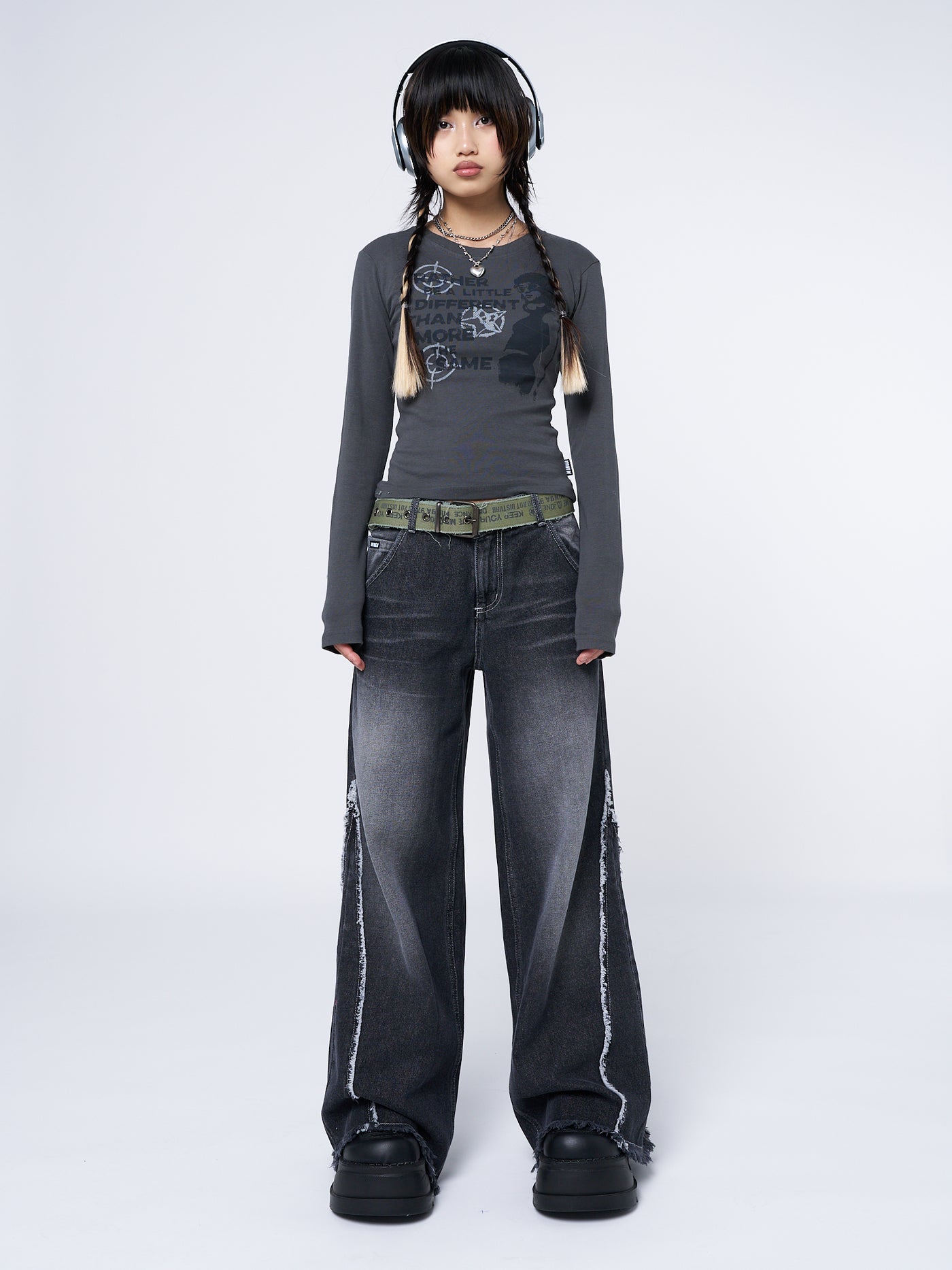 Rather Be Different Grey Graphic Top
