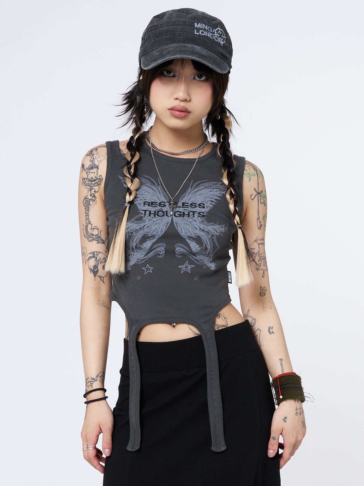 Restless Thoughts Grey Straps Top - Minga London