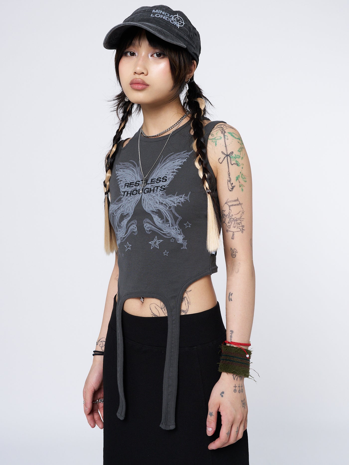 Restless Thoughts Grey Straps Top - Minga London