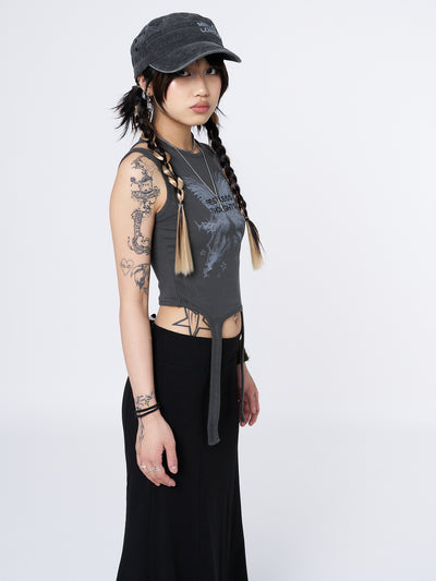 Restless Thoughts Grey Straps Top - Minga London