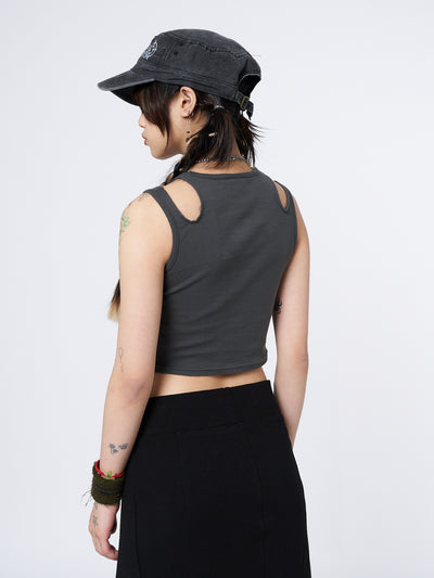 Restless Thoughts Grey Straps Top - Minga London