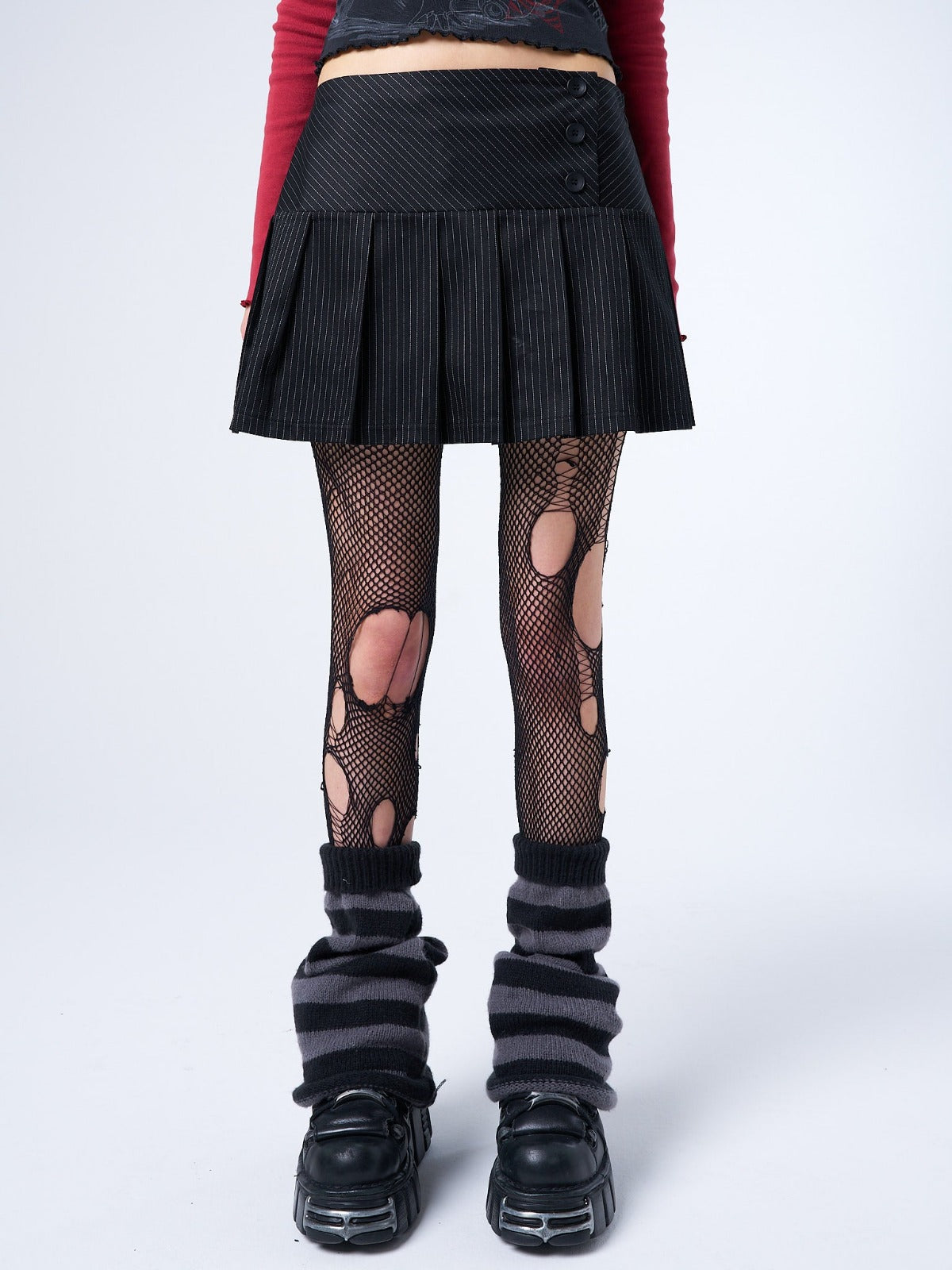 Romy Pinstripe Pleated Mini Skirt