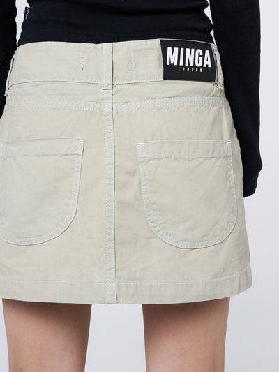 Shay Beige Cargo Mini Skirt - Minga London