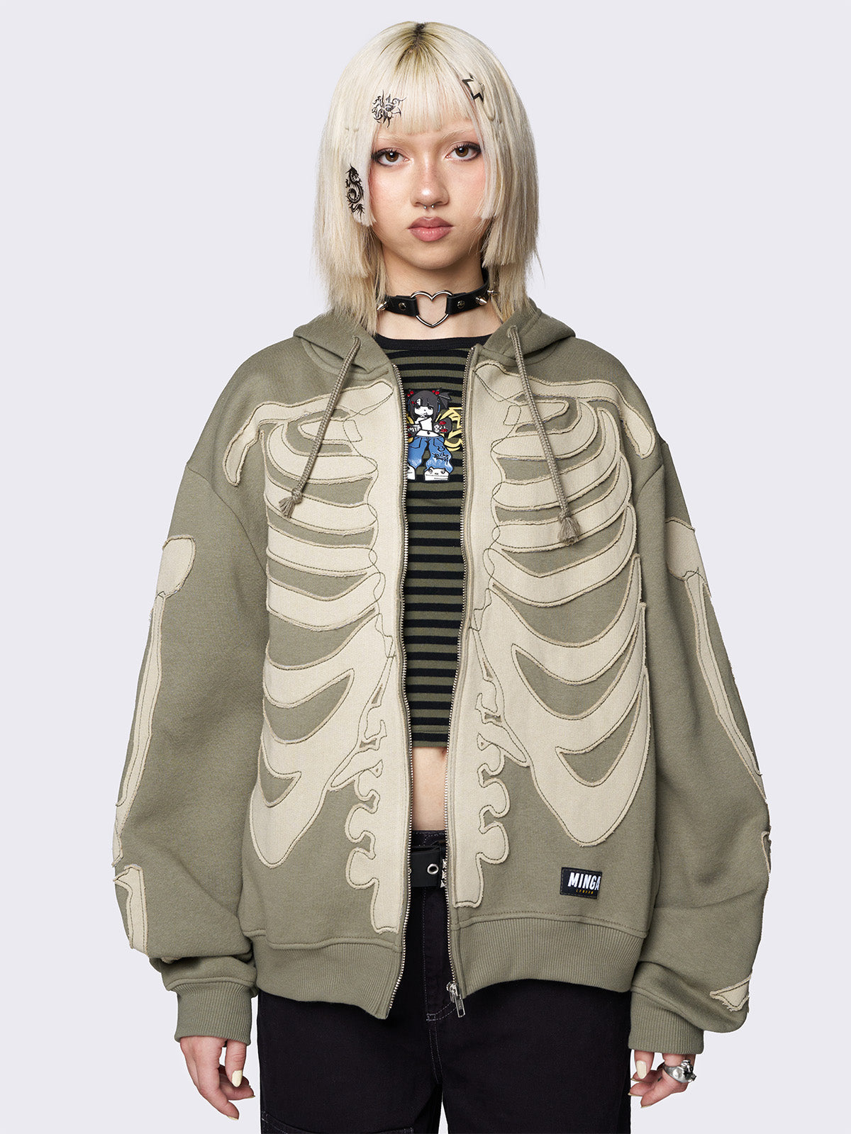 Green skeleton hoodie deals
