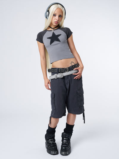 Starlight Grey Raglan Baby Tee - Minga London