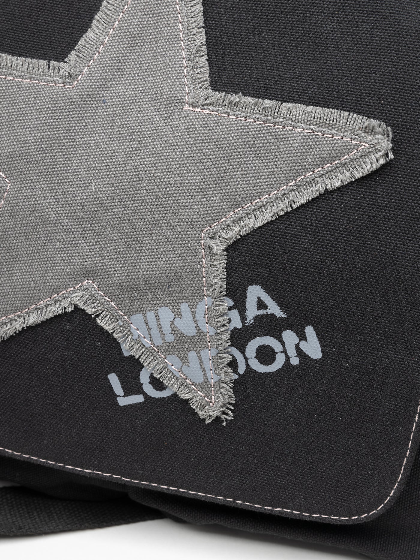 Super Star Black Canvas Messenger Bag - Minga London