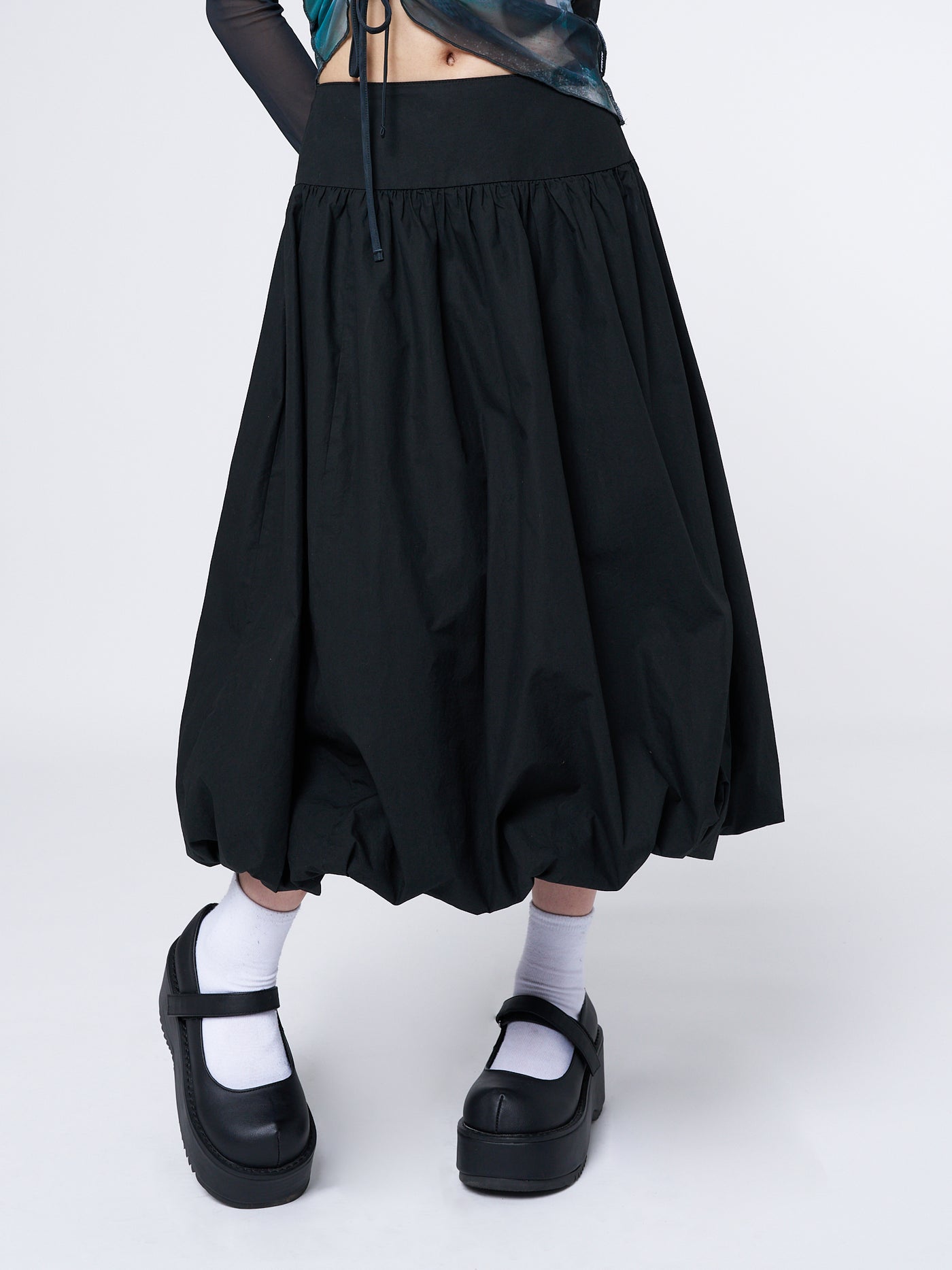 Suya Black Bubble Midi Skirt - Minga London