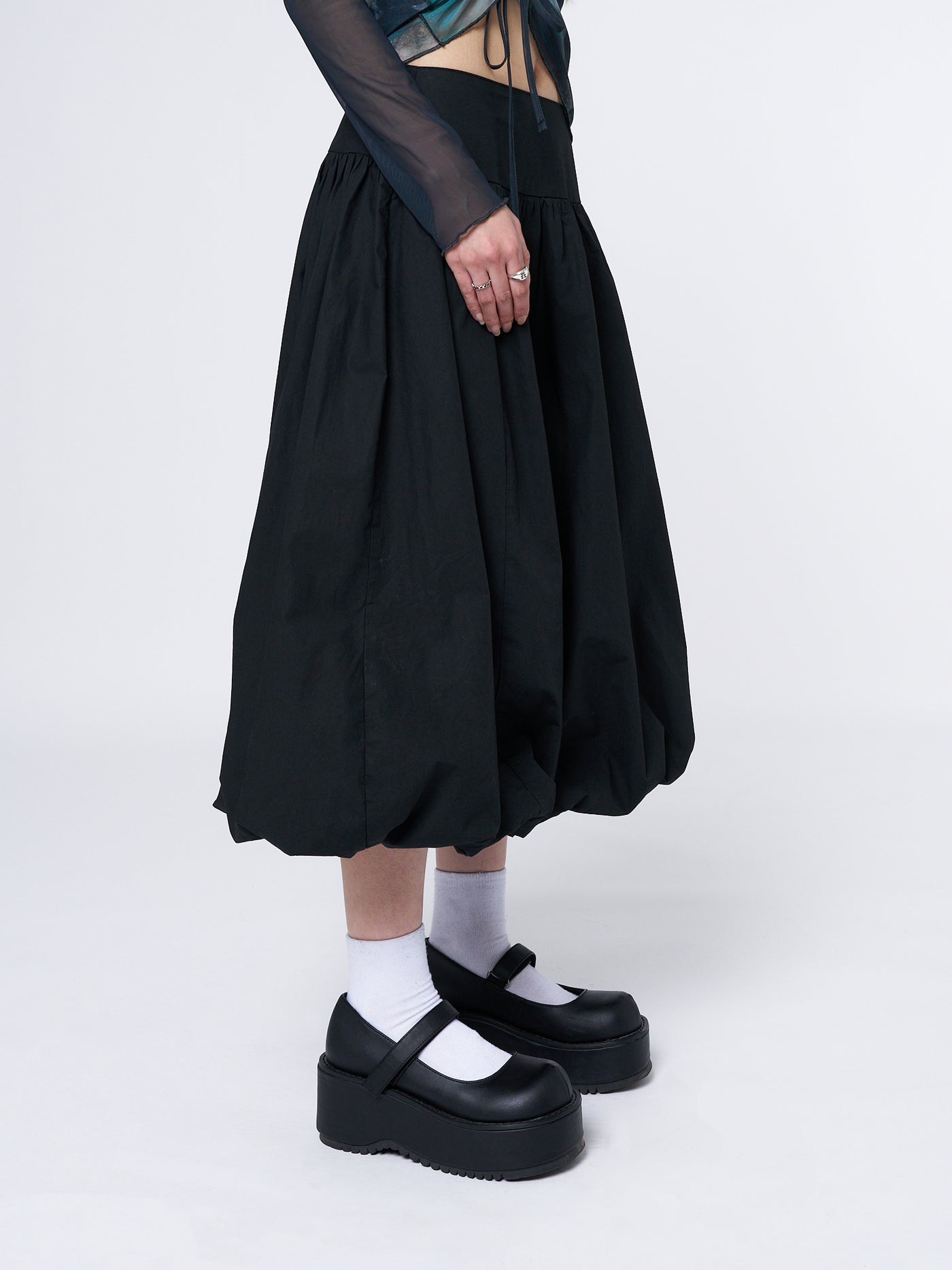 Suya Black Bubble Midi Skirt - Minga London