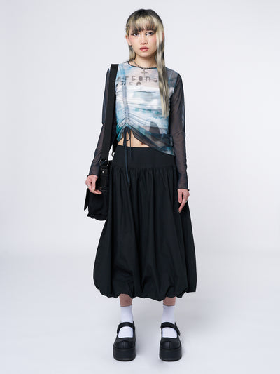 Suya Black Bubble Midi Skirt - Minga London