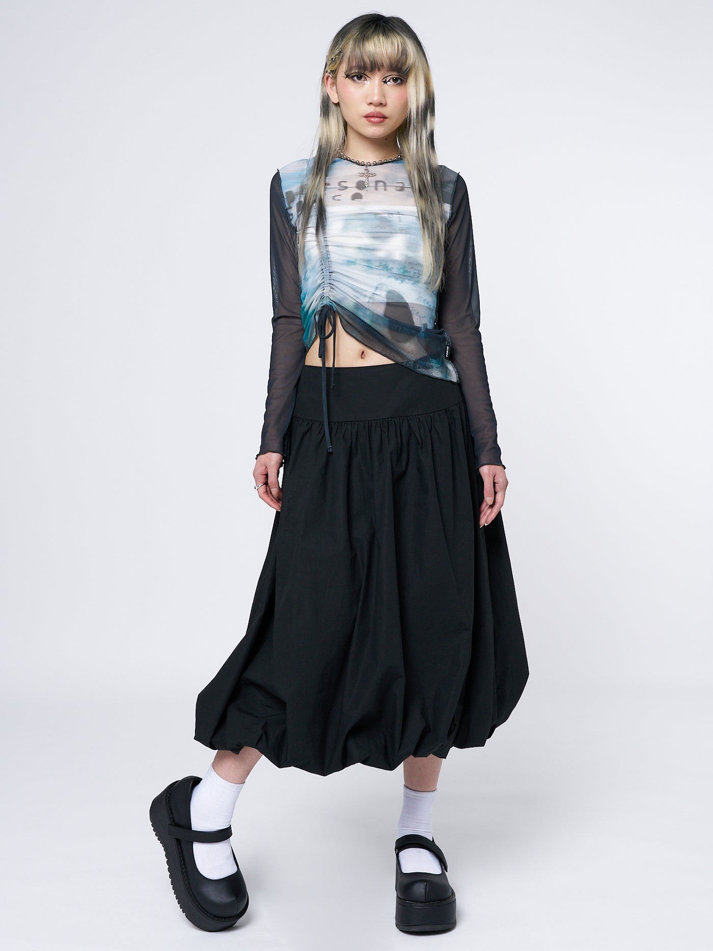 Suya Black Bubble Midi Skirt - Minga London