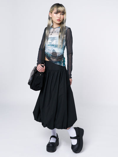 Suya Black Bubble Midi Skirt - Minga London