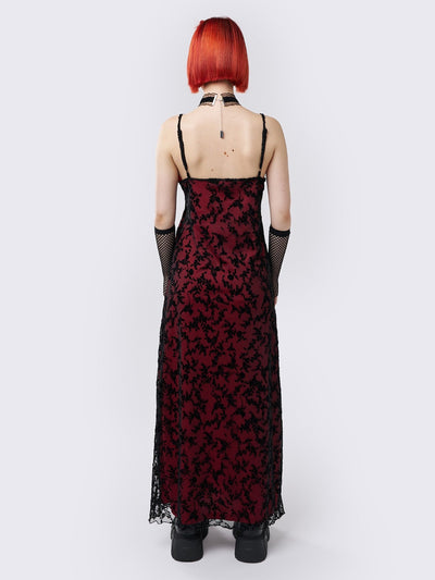 Titania Red Mesh Maxi Dress