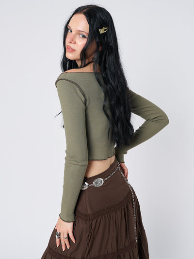 Tranceum Green Asymmetrical Top - Minga London