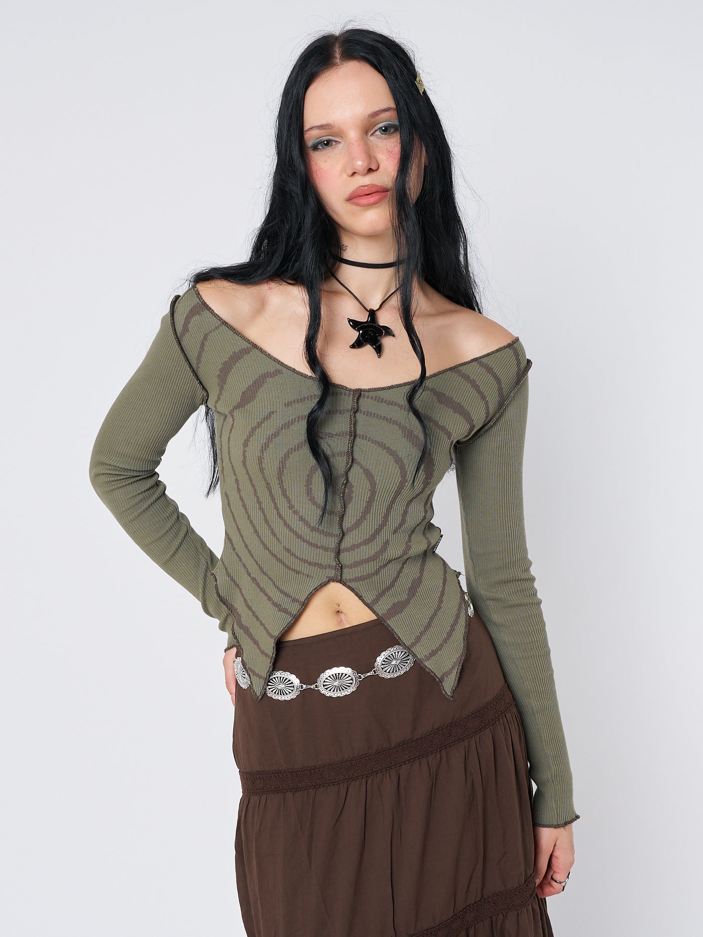 Tranceum Green Asymmetrical Top - Minga London