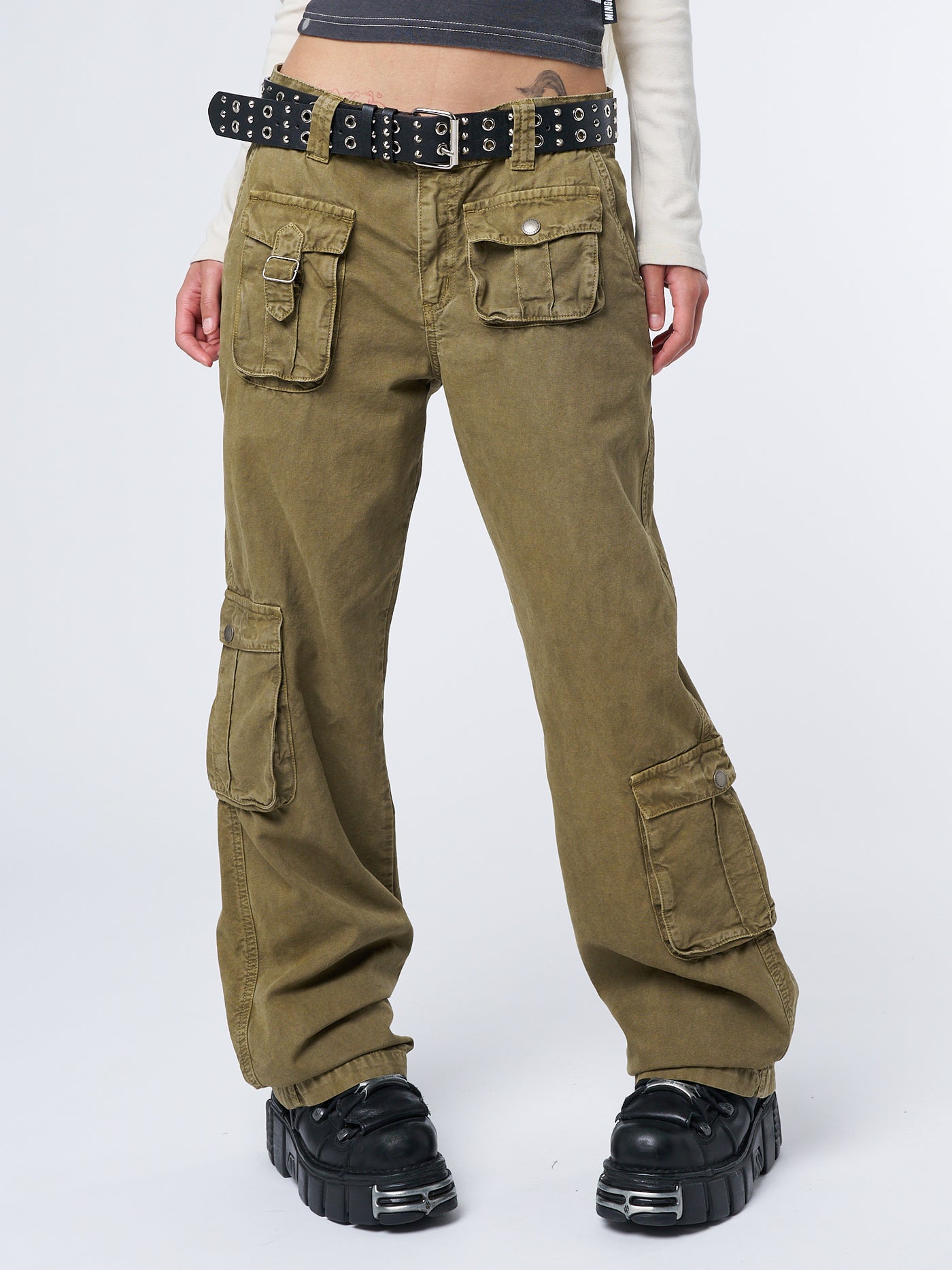 Trooper Beige Multi Pocket Cargo Pants - Minga London