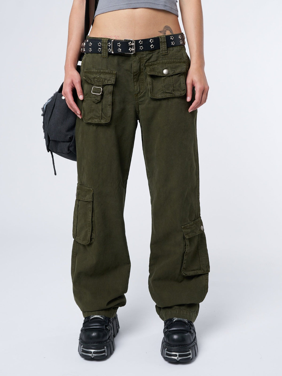 Trooper Green Multi Pocket Cargo Pants - Minga London