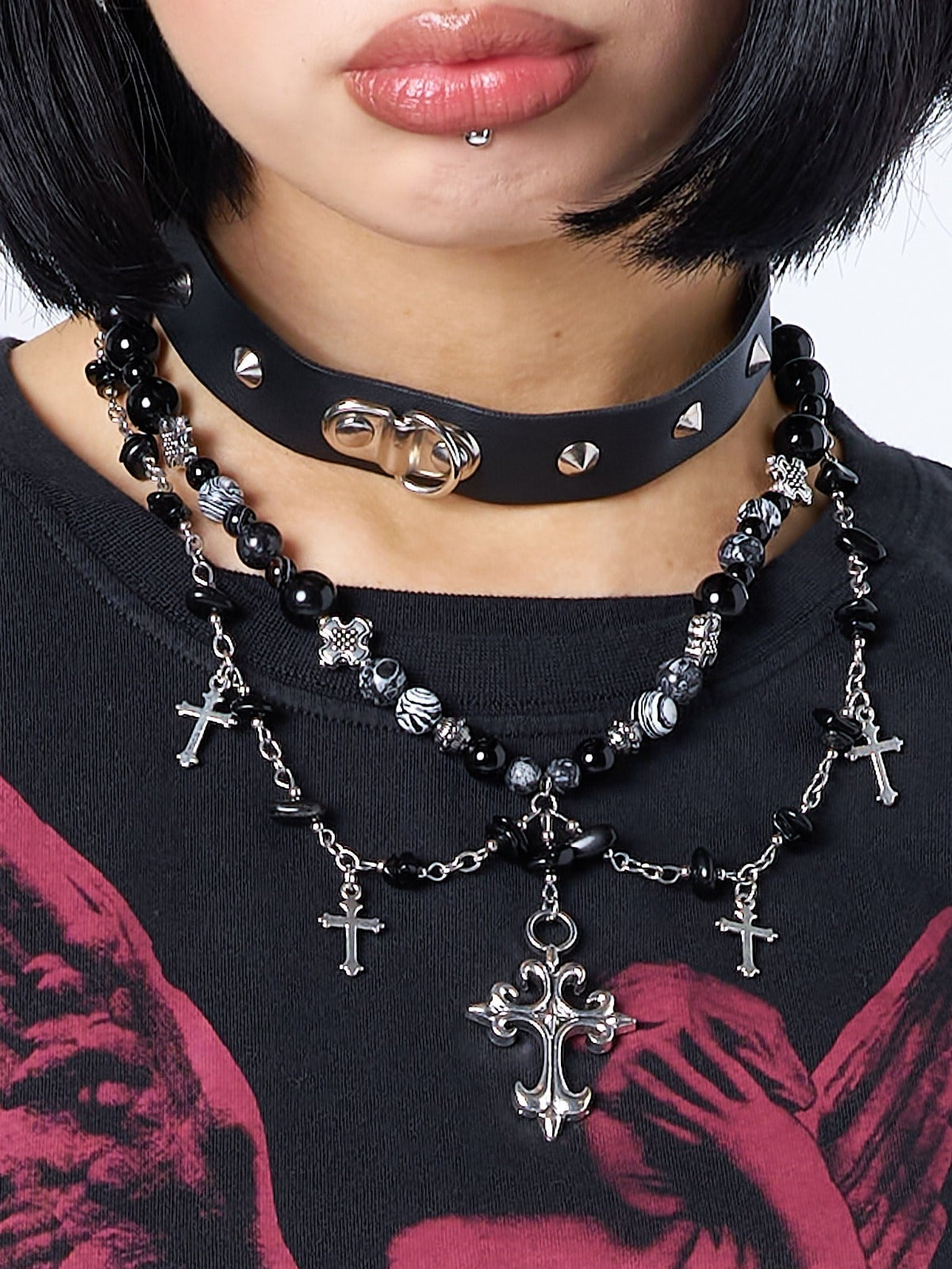CResha Black Rosary Beads Chain Necklace Alloy Acrylic Cross Pendant for  Men and Women Metal Pendant Price in India - Buy CResha Black Rosary Beads  Chain Necklace Alloy Acrylic Cross Pendant for