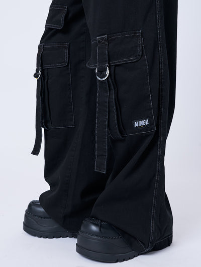 Tyra Black Utility Pockets Pants