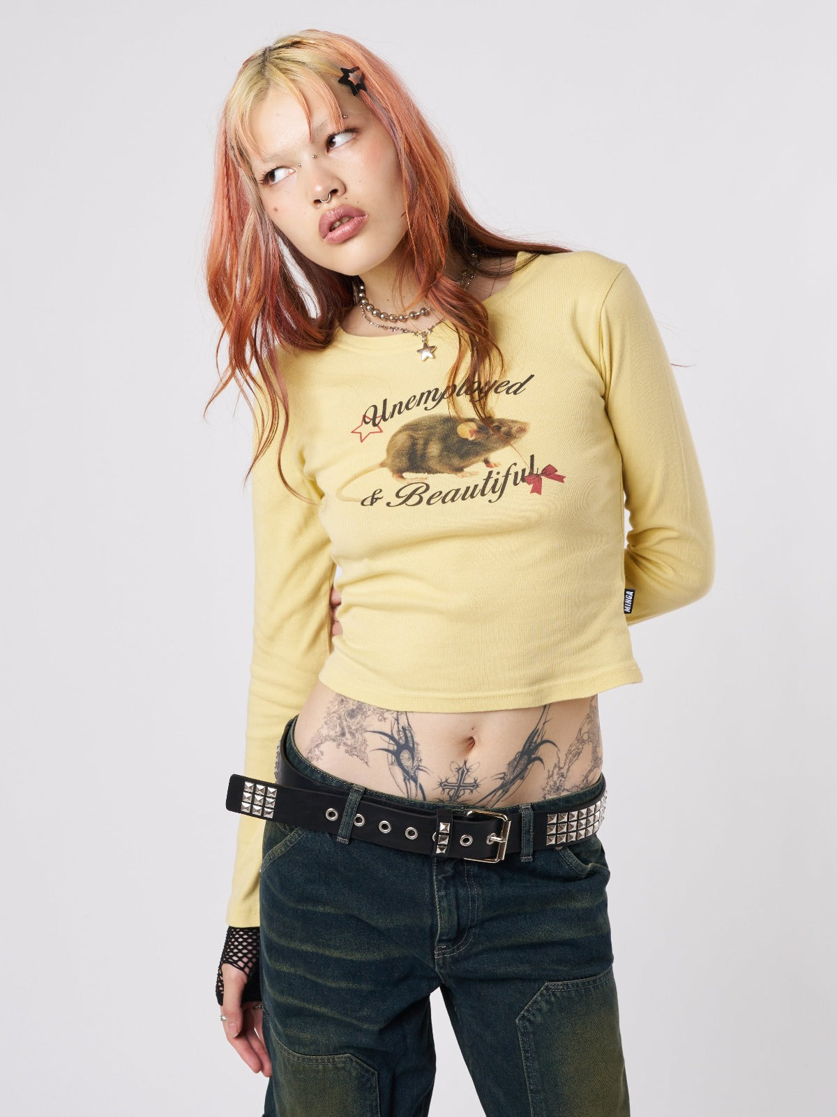 Unemployed & Beautiful Mouse Graphic Top - Minga London