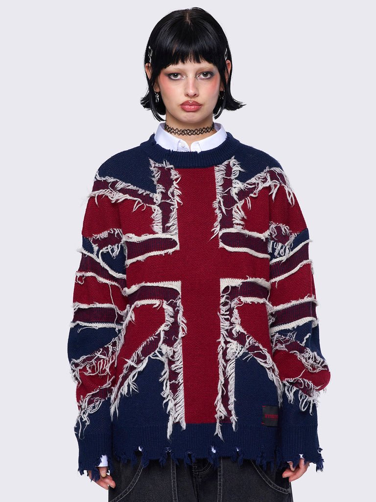 Union Jack Distressed Jumper UK flag Minga London - Main Image