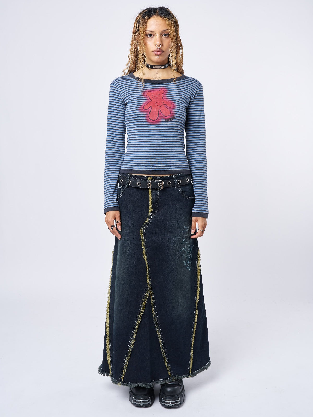 Alexis Lined Denim Maxi Skirt