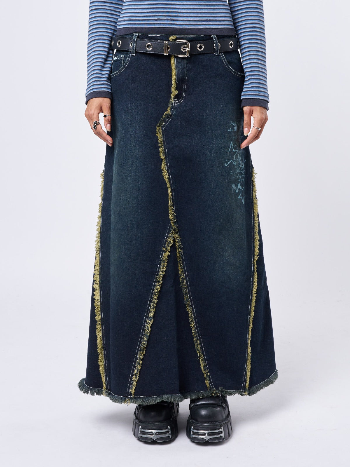 Alexis Lined Denim Maxi Skirt