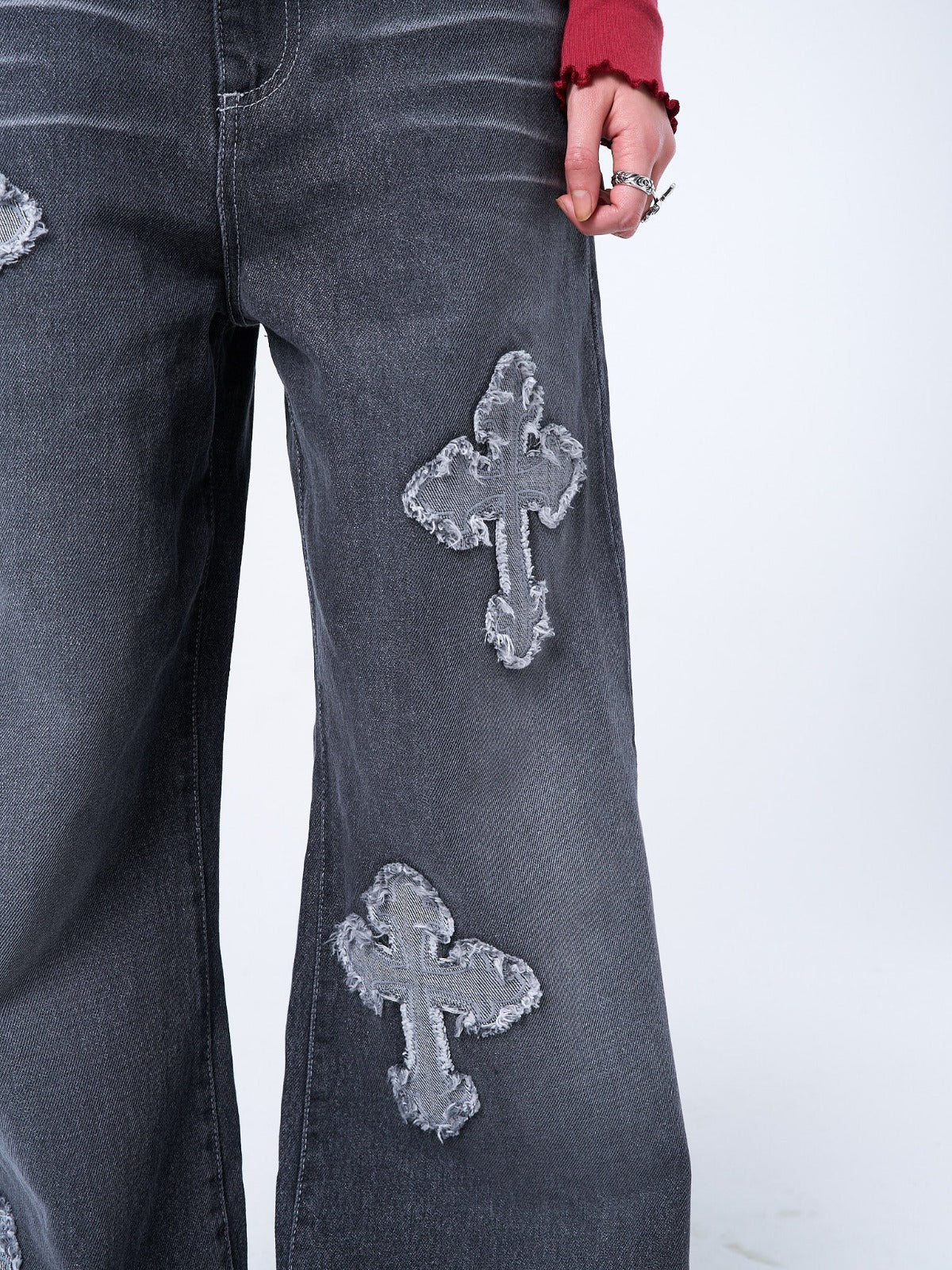 Vendetta Grey Washed Cross Jeans