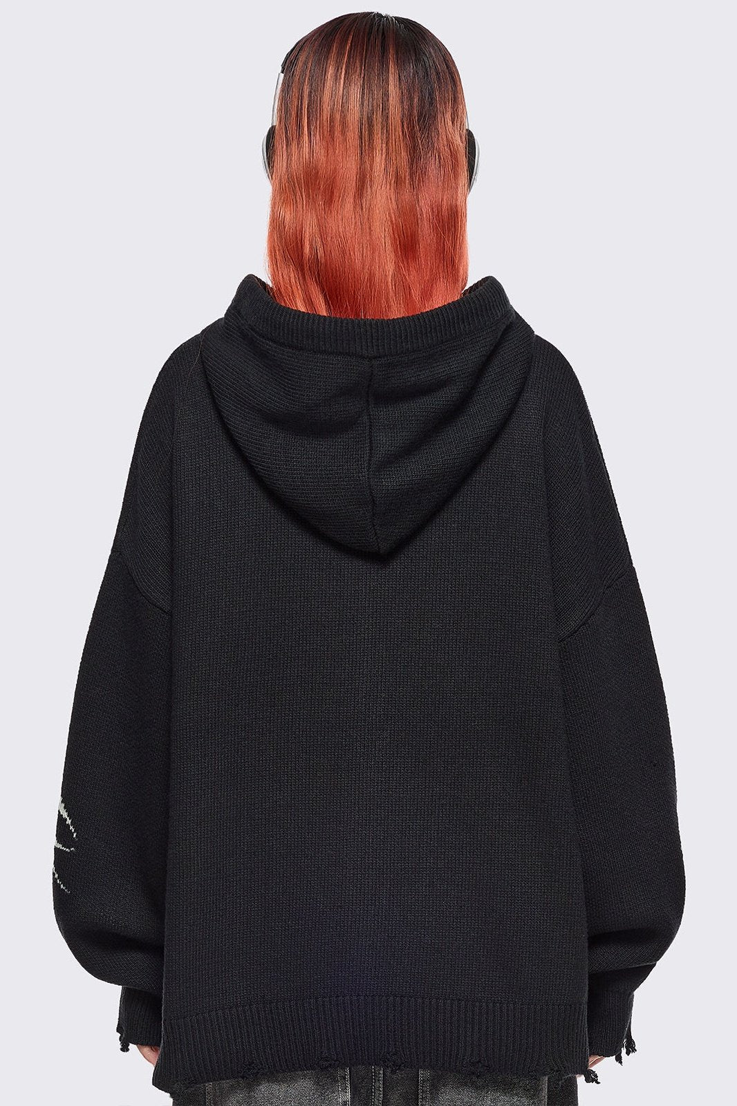 Black Knitted Zip-Up Hoodie With Sigilism Graphic | Minga London