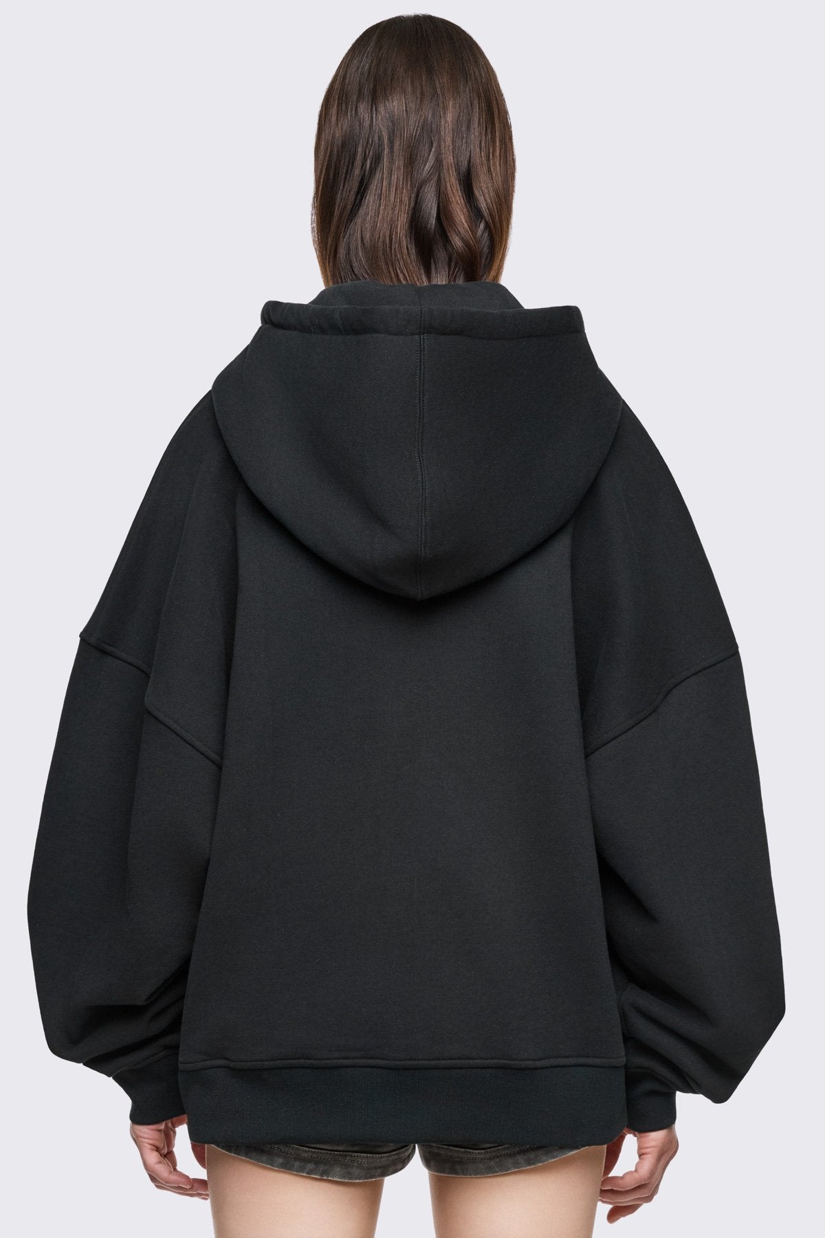 Black Zip Up Hoodie With Studded Angel Club | Minga London