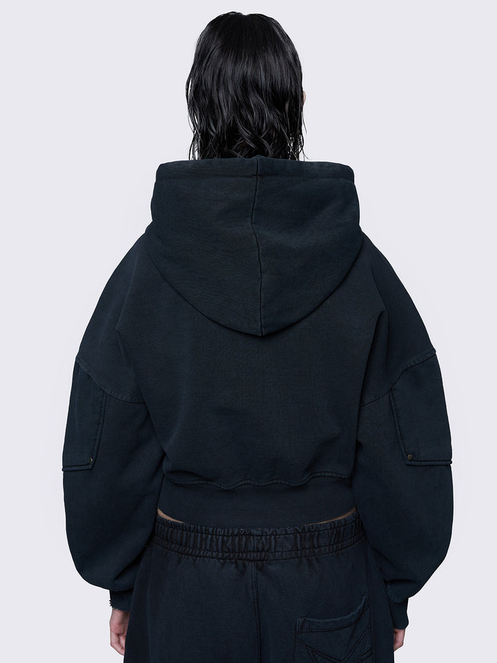 S The Black Eye Patch Og Label Cropped Hoodie | eBay