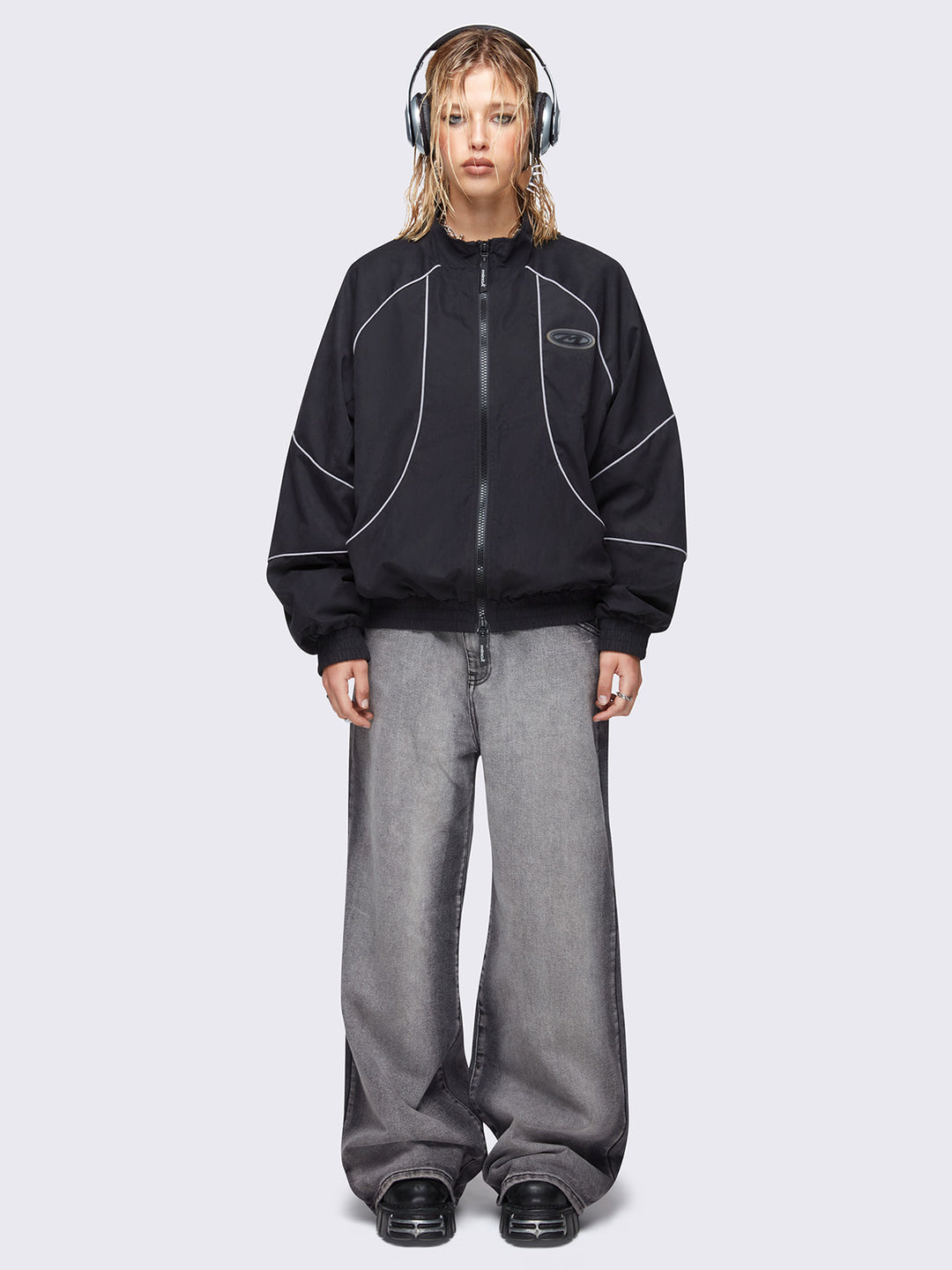 Black Boxy Oversized Windbreaker Jacket | Minga London Black Boxy Oversized Windbreaker Jacket | Minga London