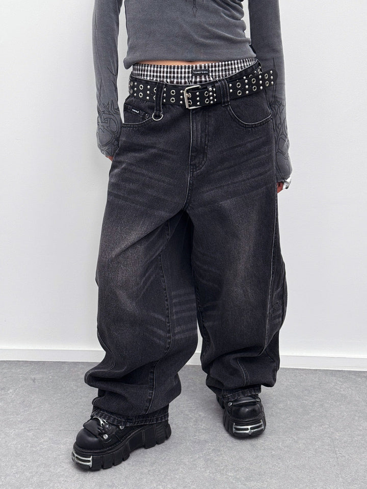 Black Wash Super Baggy Jeans | Minga London