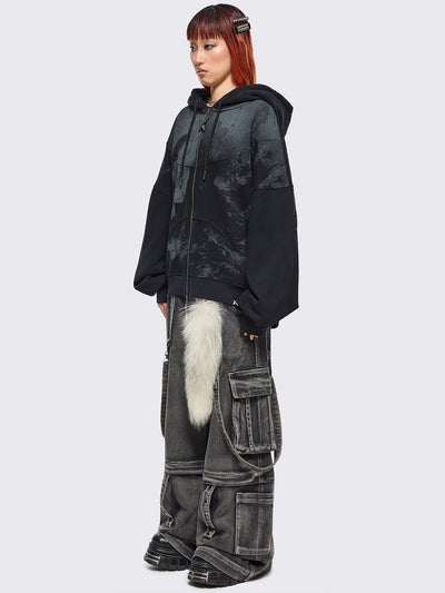 Black Angel Zip Up Hoodie