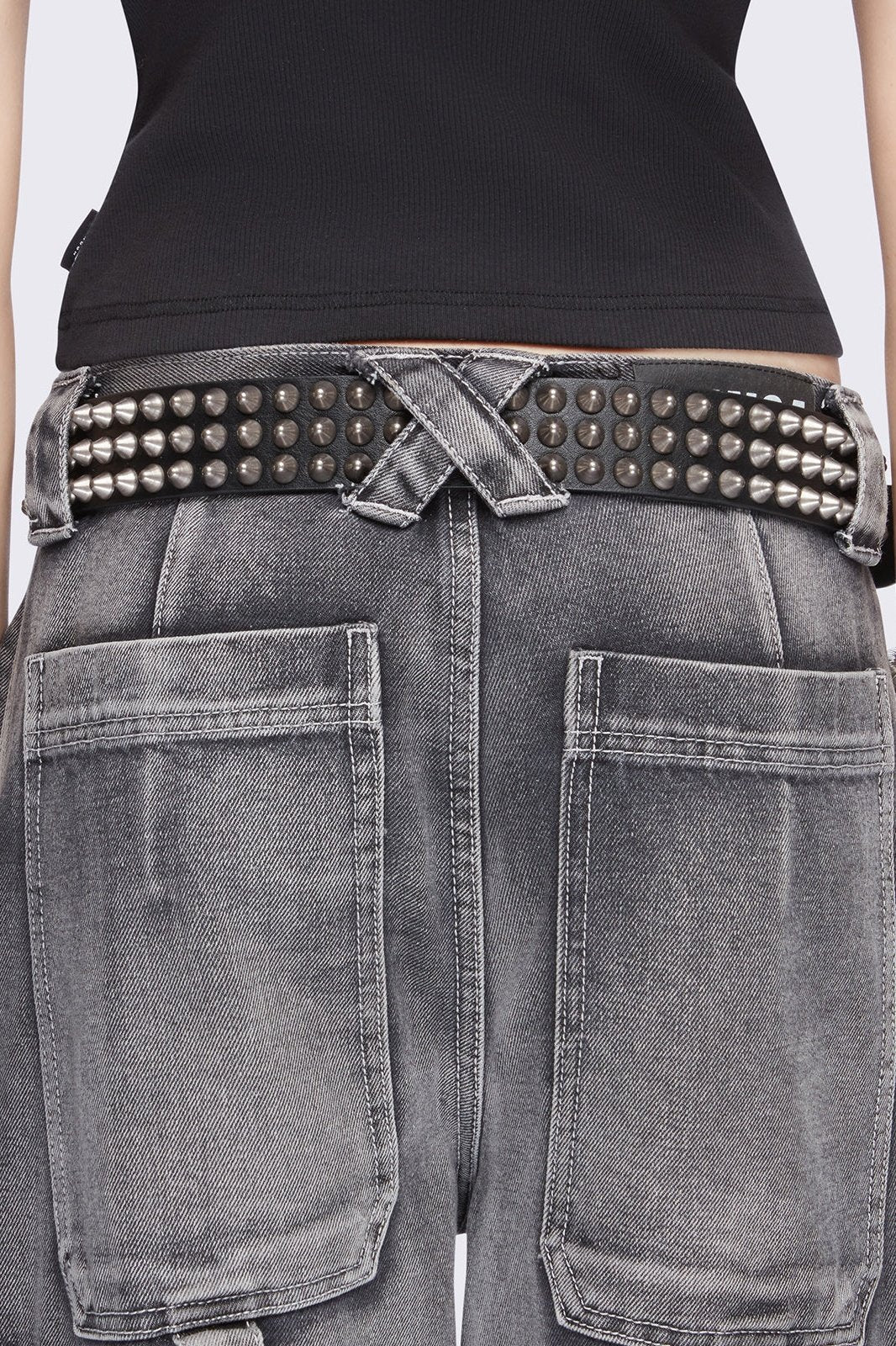 Black Spike Vegan Leather Belt | Minga London