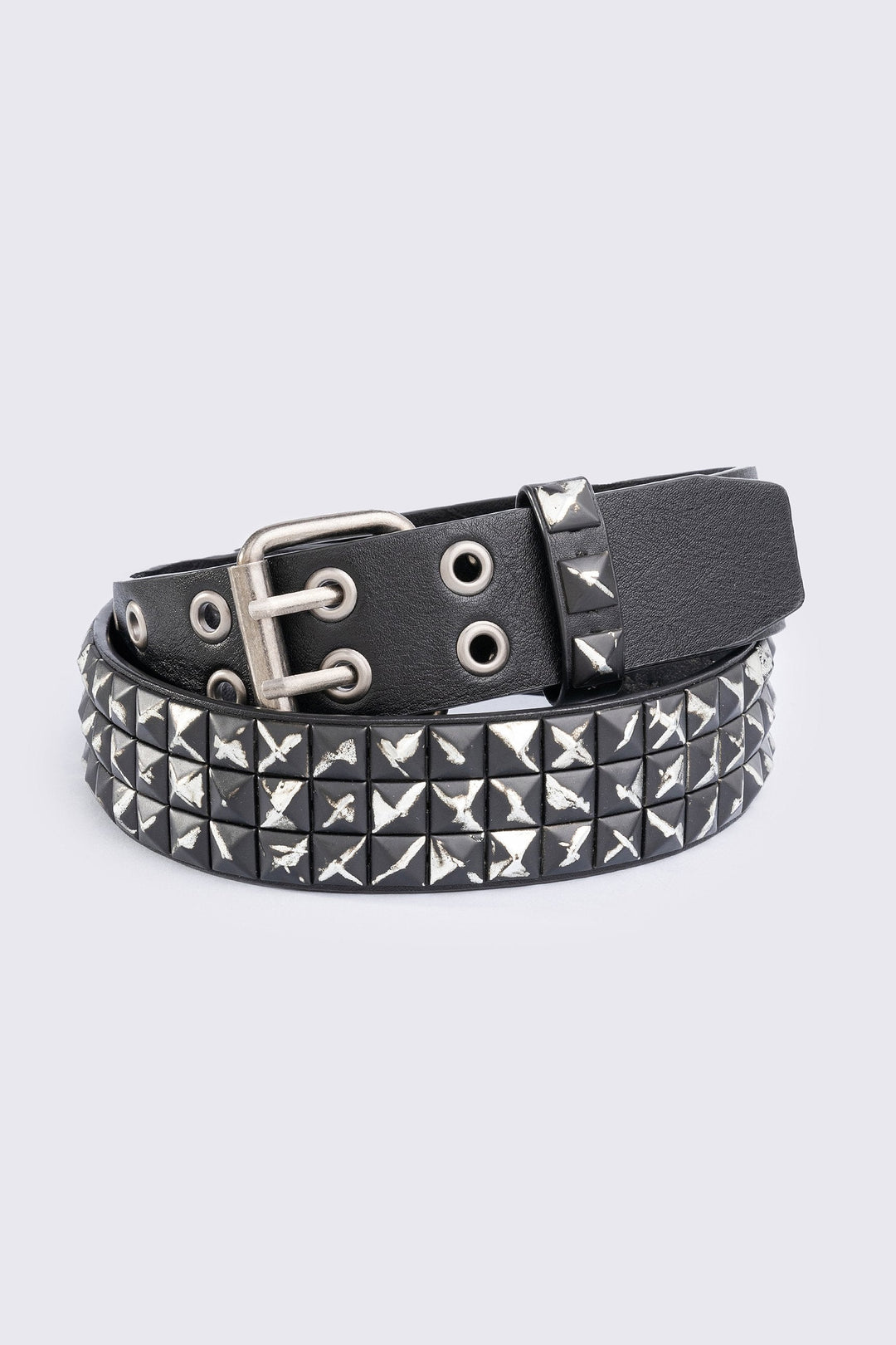 Black Pyramid Stud Vegan Leather Belt | Minga London