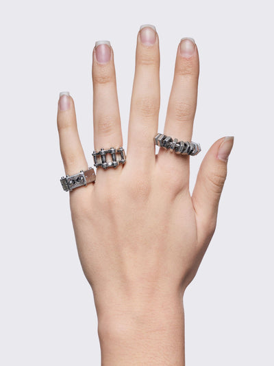 Set of 5 rings with nut, bolt and more hardware designs