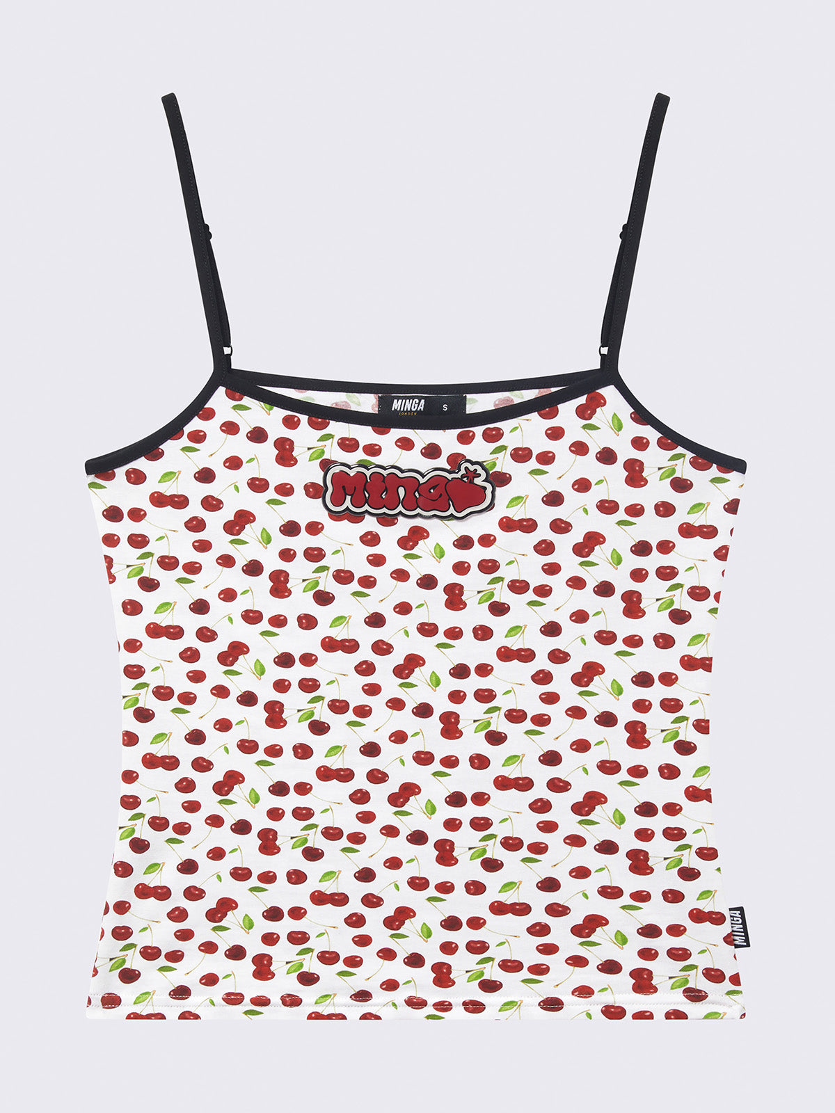 Cami top in white with cherries print