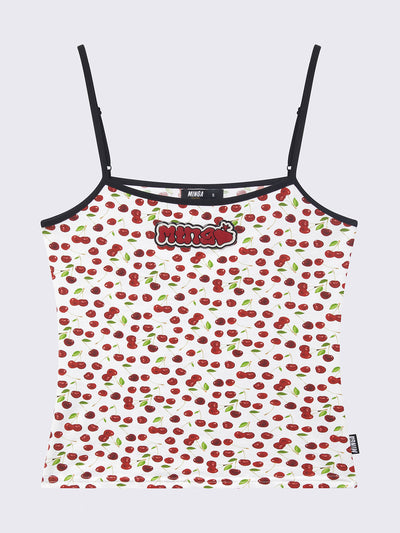 Cami top in white with cherries print