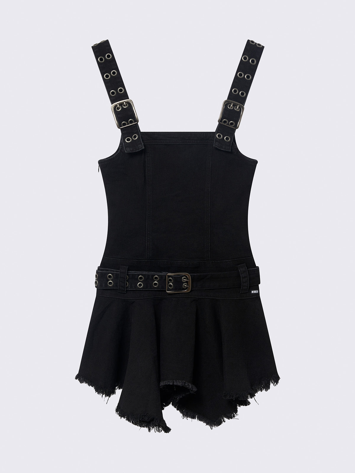 Denim mini dress in black