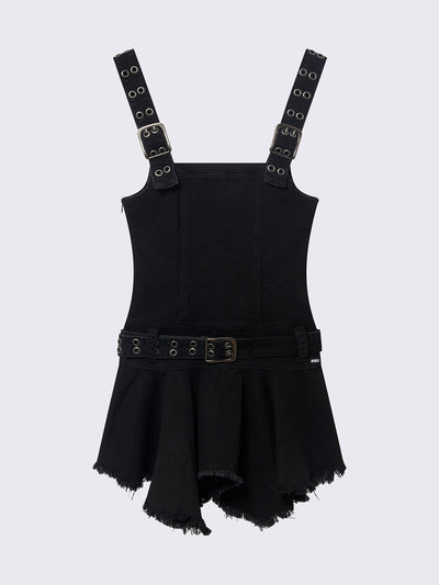 Denim mini dress in black